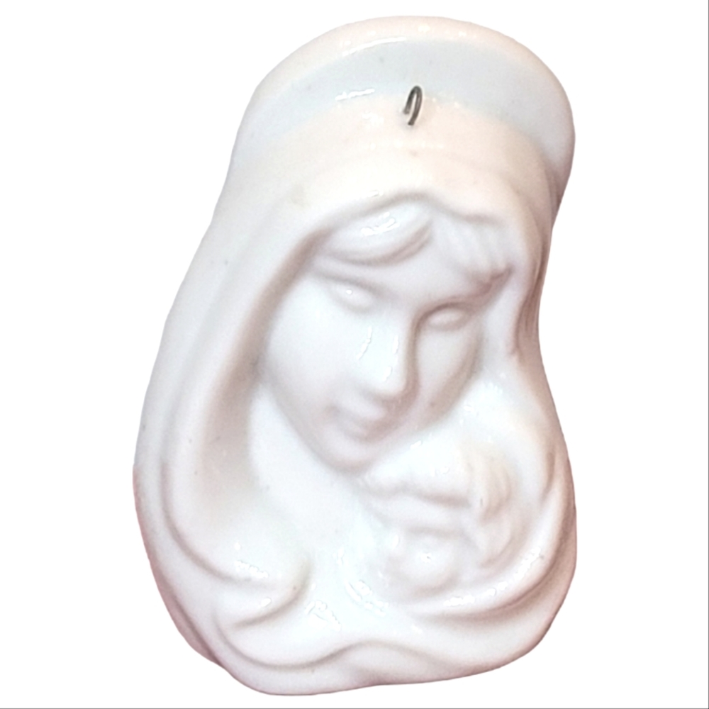 🎄 Vtg Mother Mary & Baby Jesus Christ Porcelain Tree Ornament Figurine